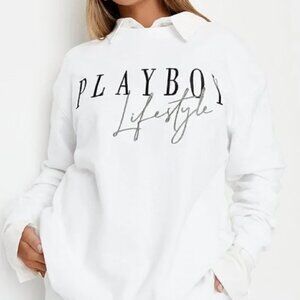 PLAYBOY X Missguided | Lifestyle Waffle Classic Sweatshirt | 4 | White